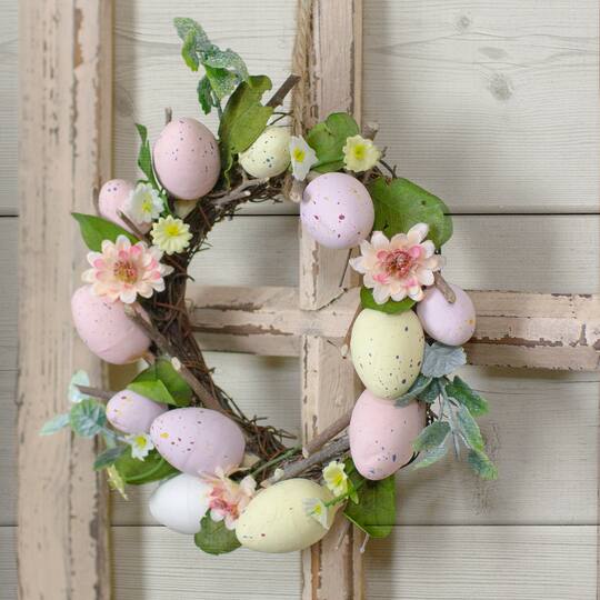 8" Pink & Yellow Pastel Easter Egg Wreath